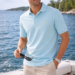 Polo Ralph Lauren Stretch Polo Shirt Mens Large Light Blue Classic Golf Shirt